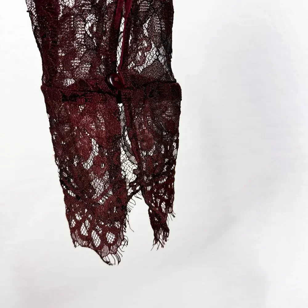 Free People Marlie Lace Velvet Fairy Whimsigoth Mini Dress Wine Grape Sz S NWT